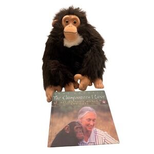 1989 Plush Creations Inc Chimpanzee plush & 2001 Jane Goodall Book Bundle